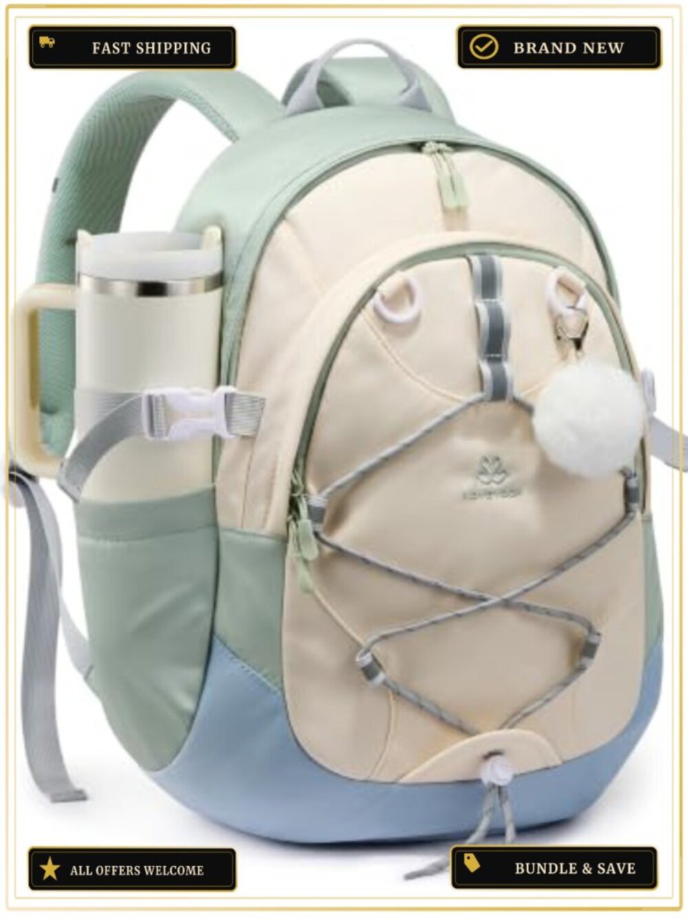 Waterproof Teen Girls School Backpack with Chest Strap, Fits 17.3" Laptop &